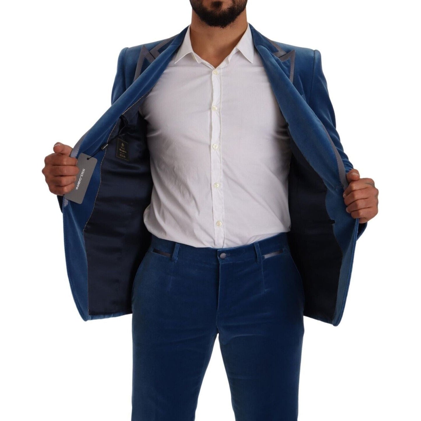 Dolce & Gabbana Blue SICILIA Velvet Slim Fit 2 Piece Suit