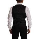 Dolce & Gabbana Blue Striped Wool Stretch Waistcoat Vest