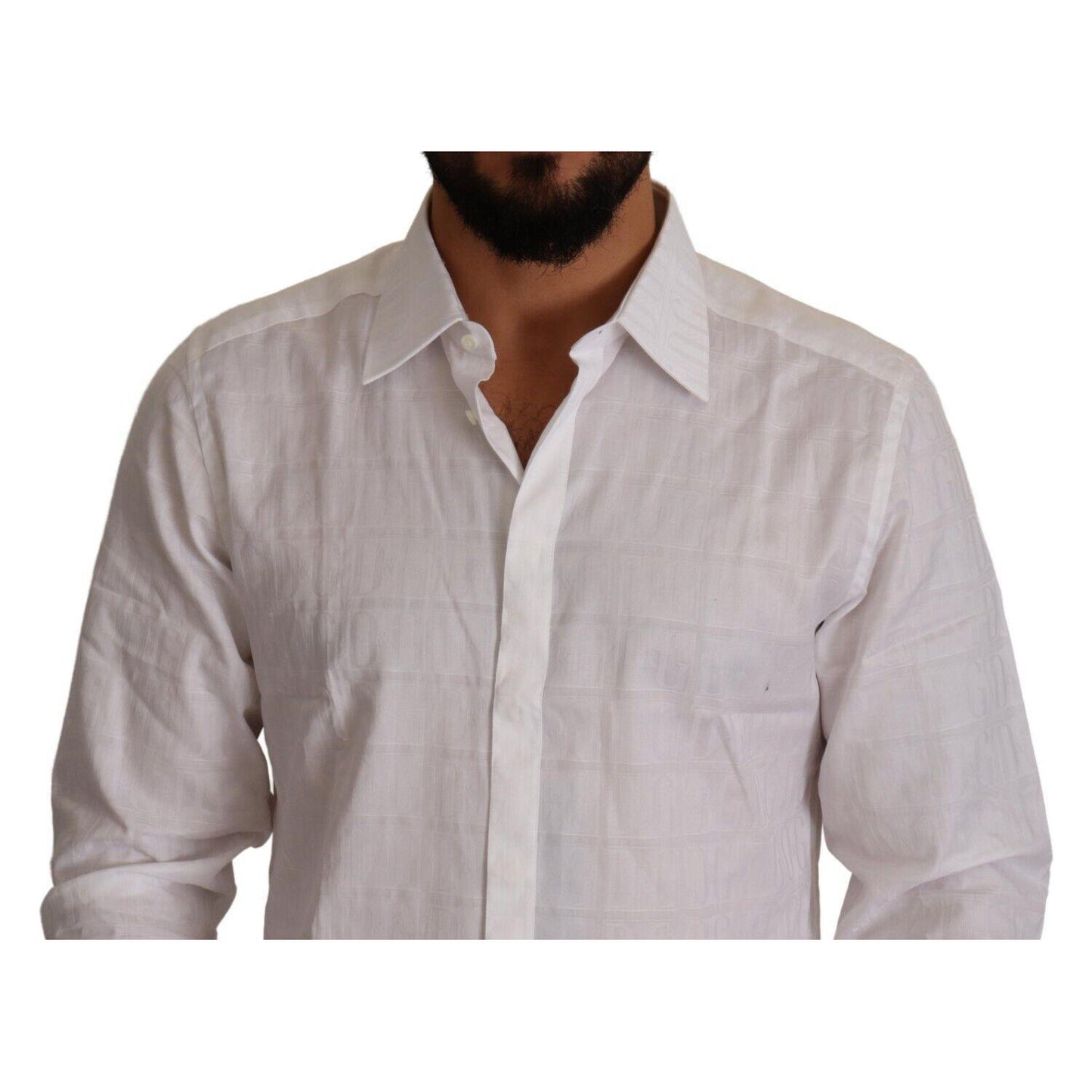 Dolce & Gabbana White GOLD Cotton Slim Fit Dress Formal Shirt