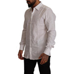 Dolce & Gabbana White GOLD Cotton Slim Fit Dress Formal Shirt