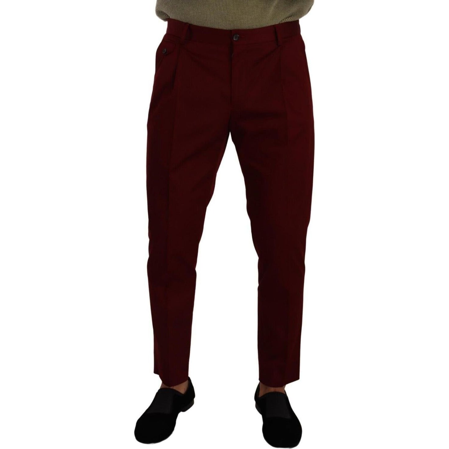 Dolce & Gabbana Dark Red Cotton Mens Chinos Trouser Dress Pants