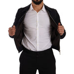 Dolce & Gabbana Blue Suede Lambskin Leather Coat Jacket