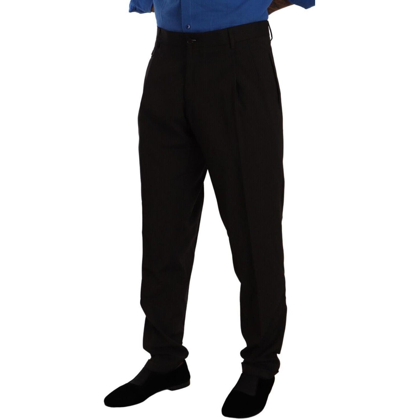Dolce & Gabbana Brown Wool Skinny Formal Dress Pants