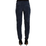Peserico Blue Mid Waist Cotton Stretch Tapered Pants