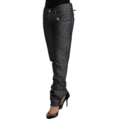 Acht Dark Gray Ramie Mid Wide Waist Straight Denim Jeans