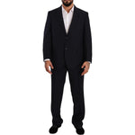 Domenico Tagliente Blue Polyester Single Breasted Formal Suit