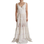 Dolce & Gabbana White Cotton Tiered Long Maxi A-line Dress