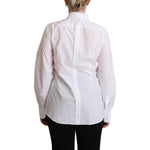 Dolce & Gabbana White Cotton Dress Collared Long Sleeves Shirt Top