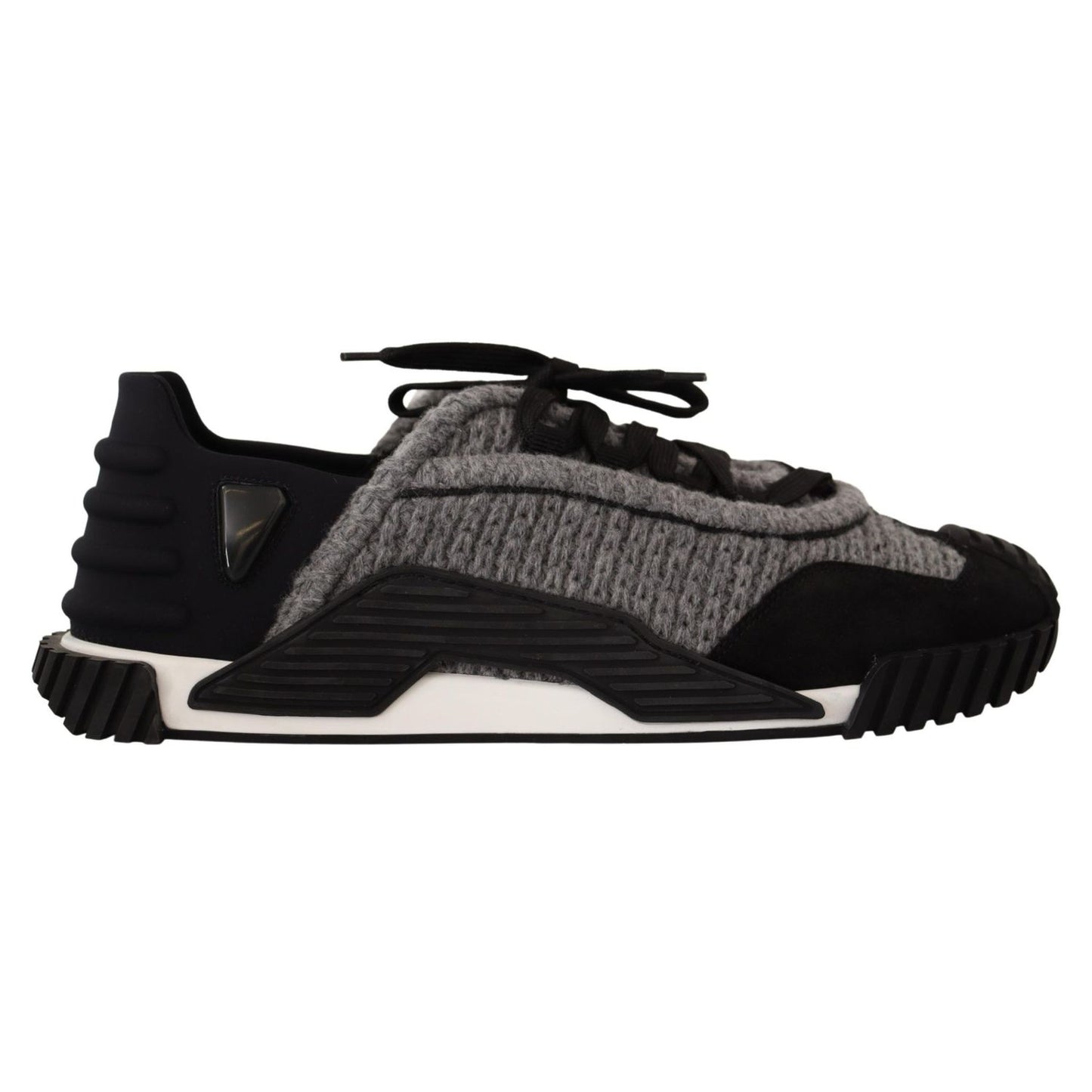 Dolce & Gabbana Black Gray Fabric Lace Up NS1 Sneakers Shoes