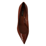 Dolce & Gabbana Brown Kitten Heels Pumps Patent Leather Shoes