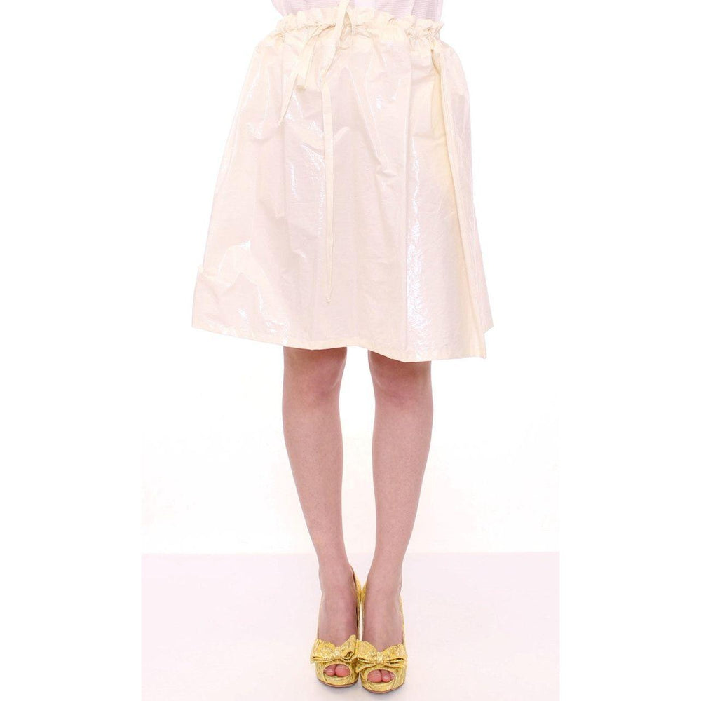 Licia Florio White Above-Knee Stretch Waist Strap Skirt