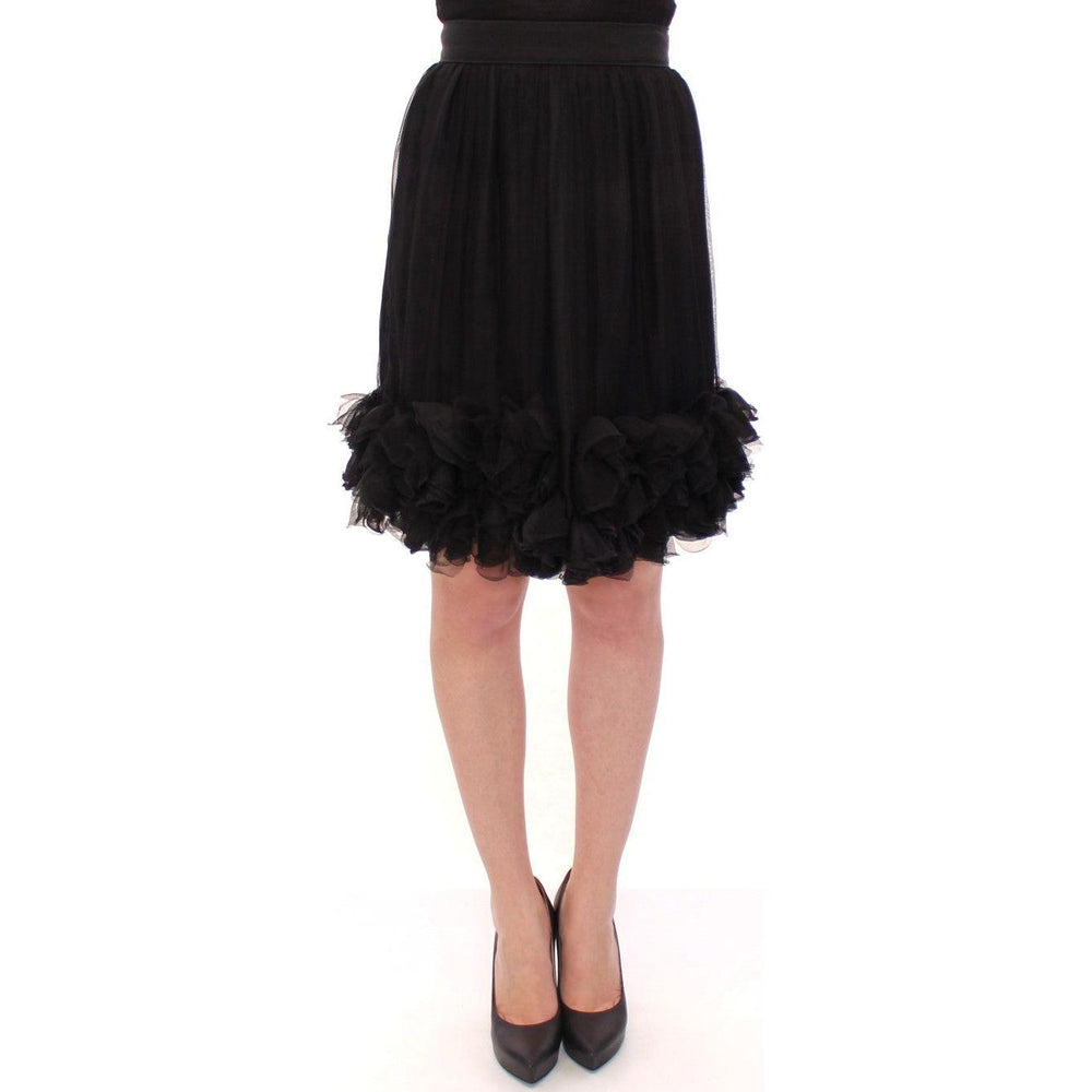 Dolce & Gabbana Black Silk Transparent Above Knees Skirt GSS11708-1