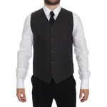 Dolce & Gabbana Gray Slim Fit Linen Blazer Jacket
