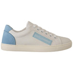Dolce & Gabbana White Blue Leather Low Top Sneakers Shoes