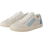Dolce & Gabbana White Blue Leather Low Top Sneakers Shoes