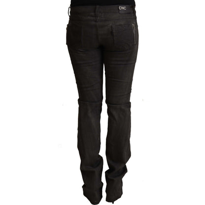 Costume National Black Cotton Mid Waist Skinny Pants