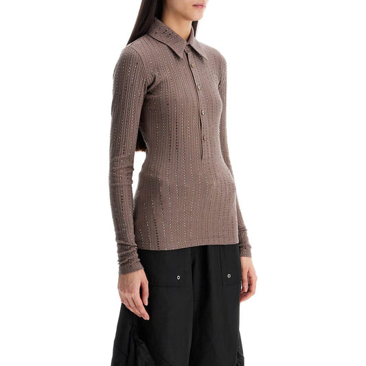 The Attico faded mud long sleeve vertical striped t-shirt