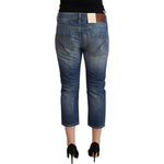 Dondup Blue Washed Mid Waist Capri Denim Jeans