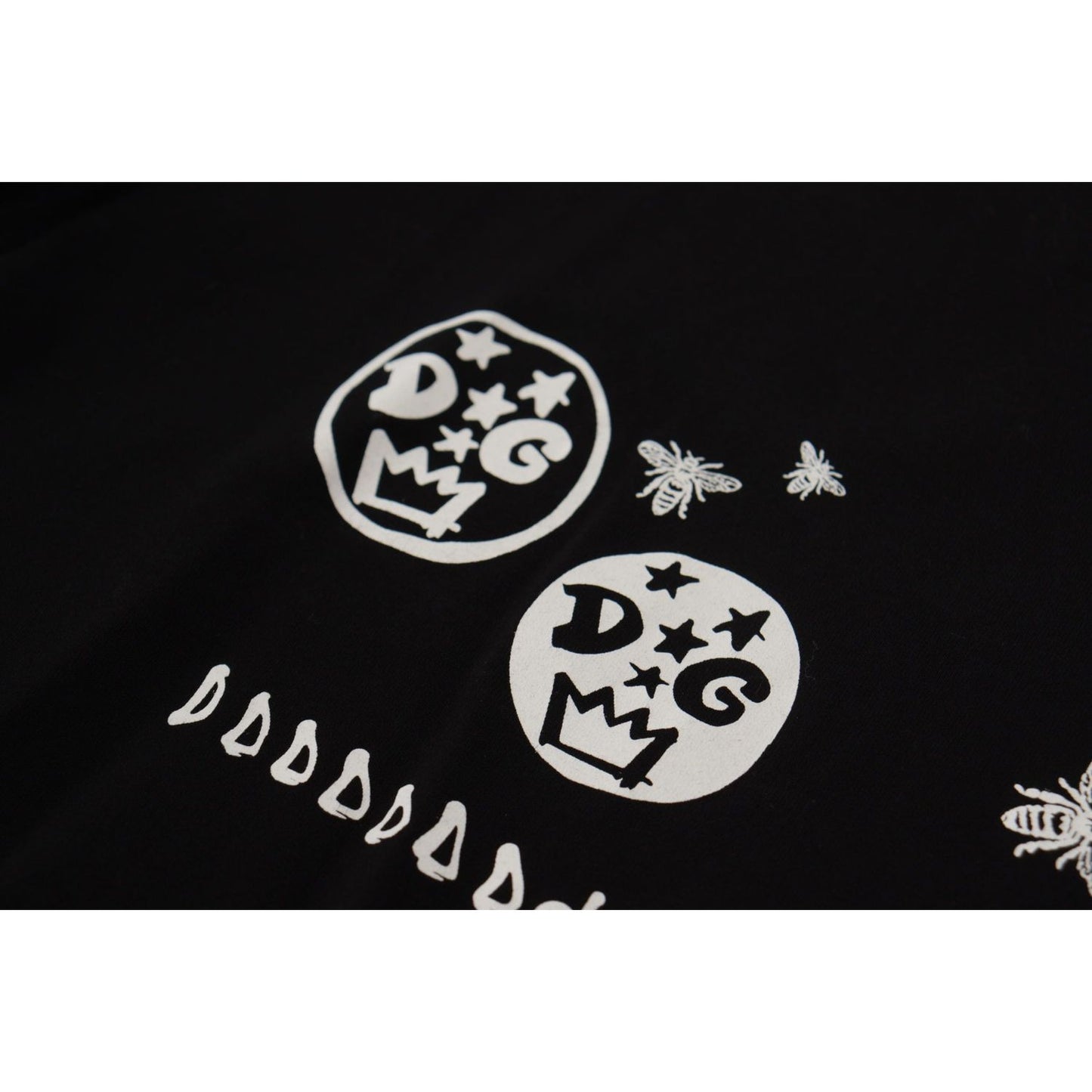 Dolce & Gabbana Black Logo Motive Crewneck Cotton T-shirt