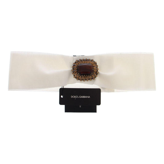 Dolce & Gabbana White Crystal Brass Wide Waist Runway Belt GRD10993-3