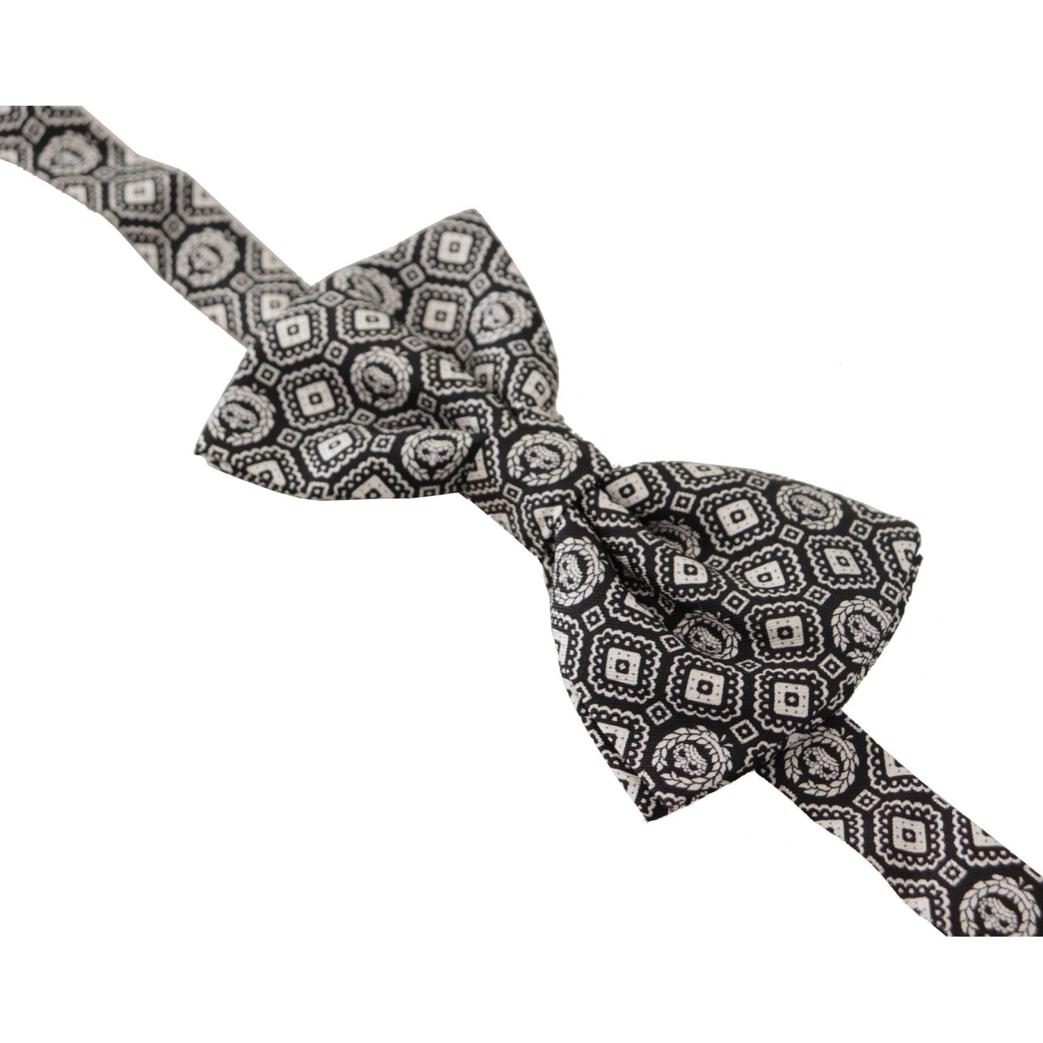 Dolce & Gabbana Black white 100% Silk Adjustable Neck Papillon Tie