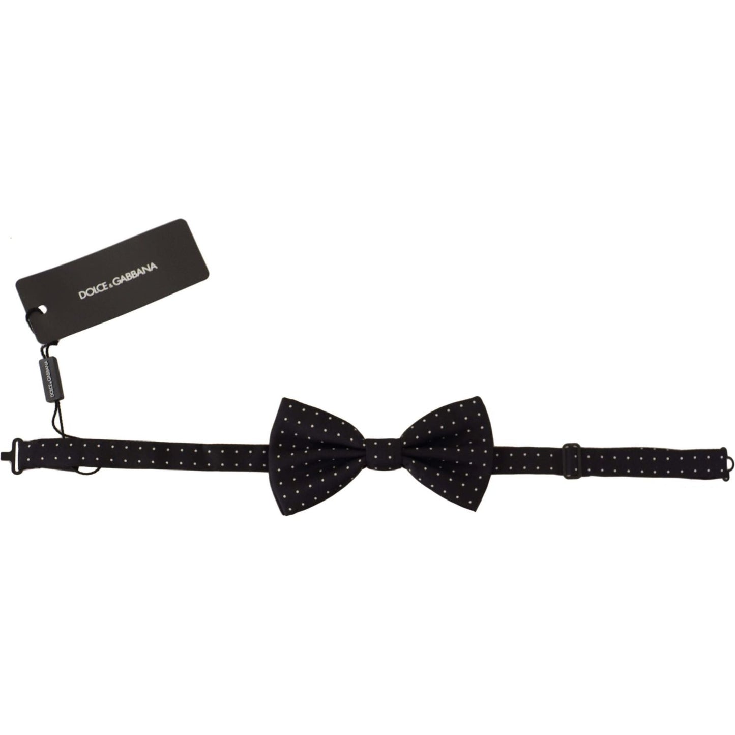 Dolce & Gabbana Black White Polka Dot 100% Silk Neck Papillon Tie