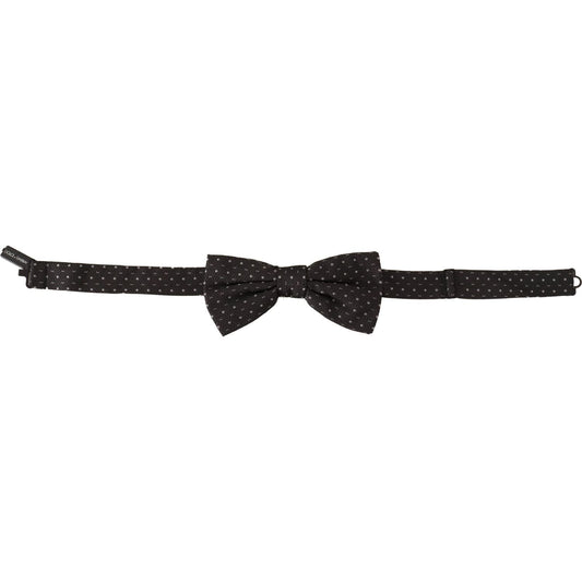 Dolce & Gabbana Gray Polka Dot 100% Silk Neck Papillon Tie