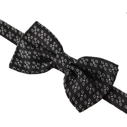 Dolce & Gabbana Black White Polka Dot 100% Silk Neck Papillon Tie
