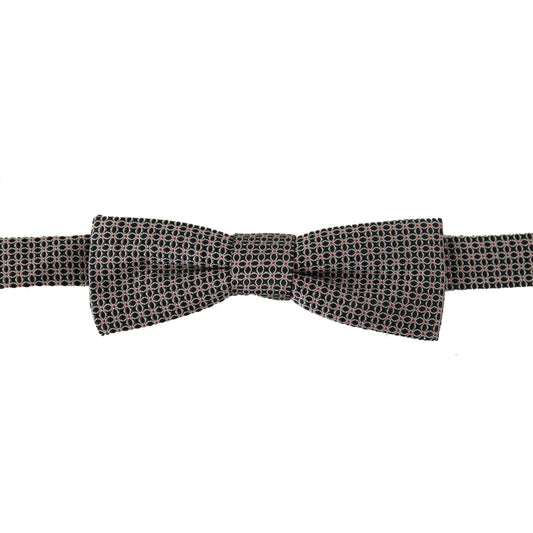 Dolce & Gabbana Black White Flower Pattern Silk Neck Papillon Tie