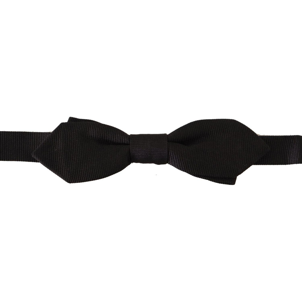 Dolce & Gabbana Black Solid 100% Silk Adjustable Neck Papillon Tie