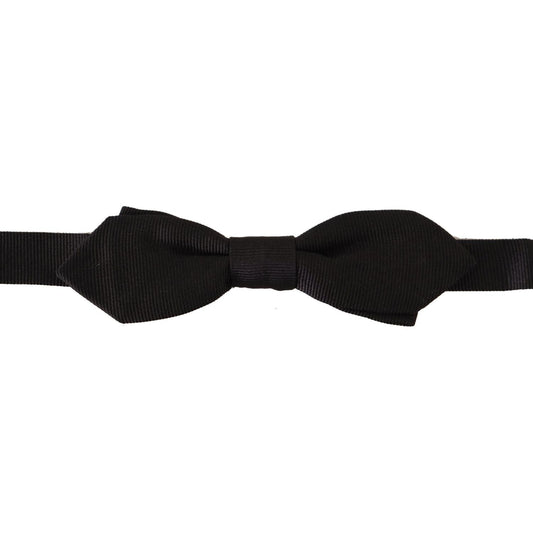 Dolce & Gabbana Black Solid 100% Silk Adjustable Neck Papillon Tie
