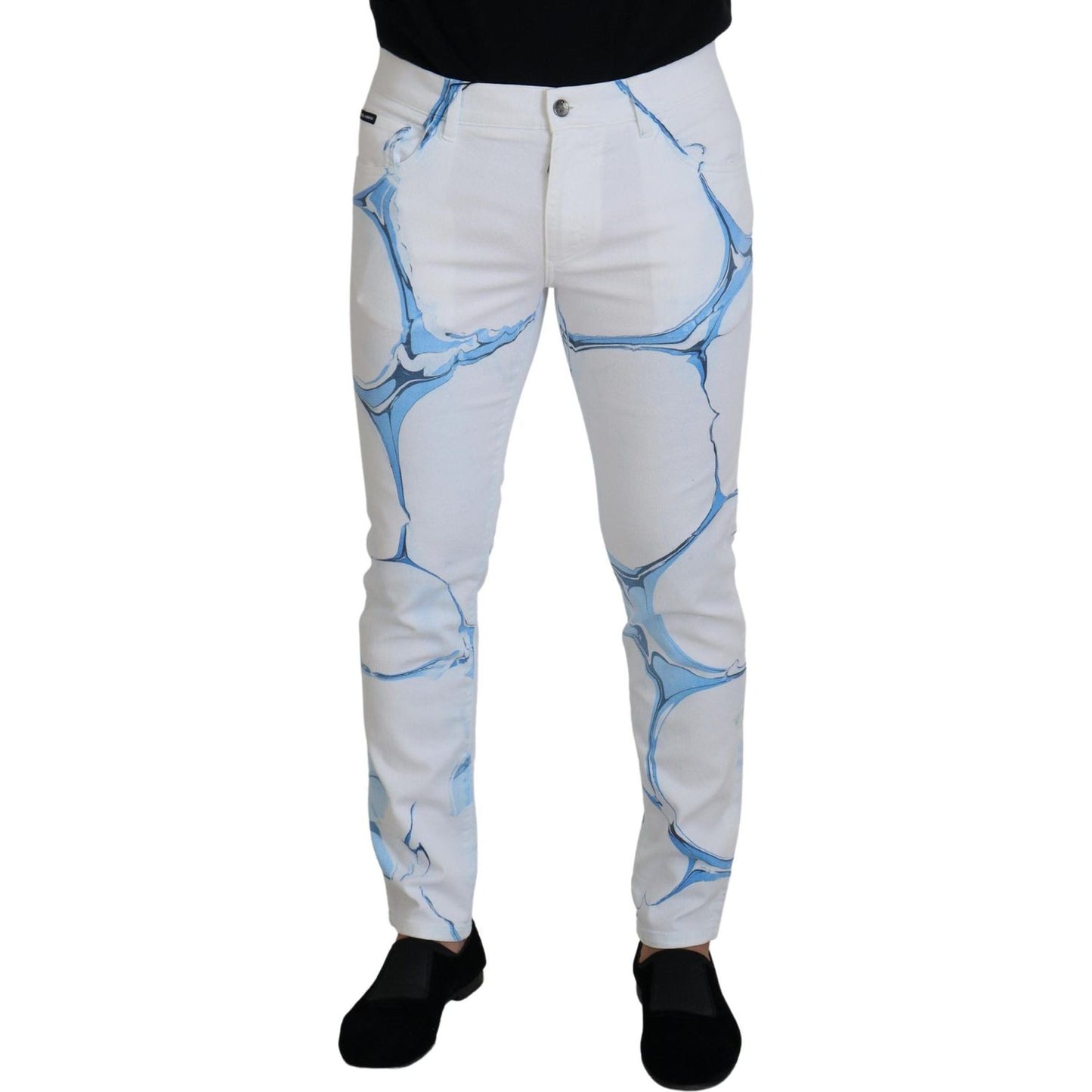 Dolce & Gabbana White Blue Denim Cotton Jeans Stretch Skinny Fit Pant