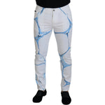 Dolce & Gabbana White Blue Denim Cotton Jeans Stretch Skinny Fit Pant