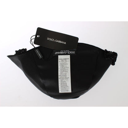 Dolce & Gabbana Black Crystal Gold Cherries Brooch Hat Cap