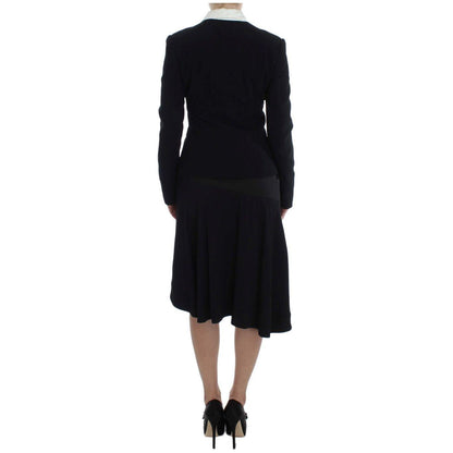 Exte Black Blue Two Piece Suit Skirt & Blazer Skirt Suit