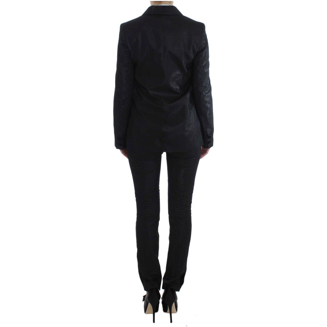 Exte Black One Button Three Piece Suit