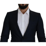 Dolce & Gabbana Blue Wool Single Breasted Coat Blazer