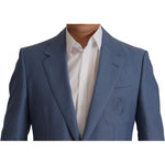 Dolce & Gabbana Blue Single Breasted Logo Blazer Jacket