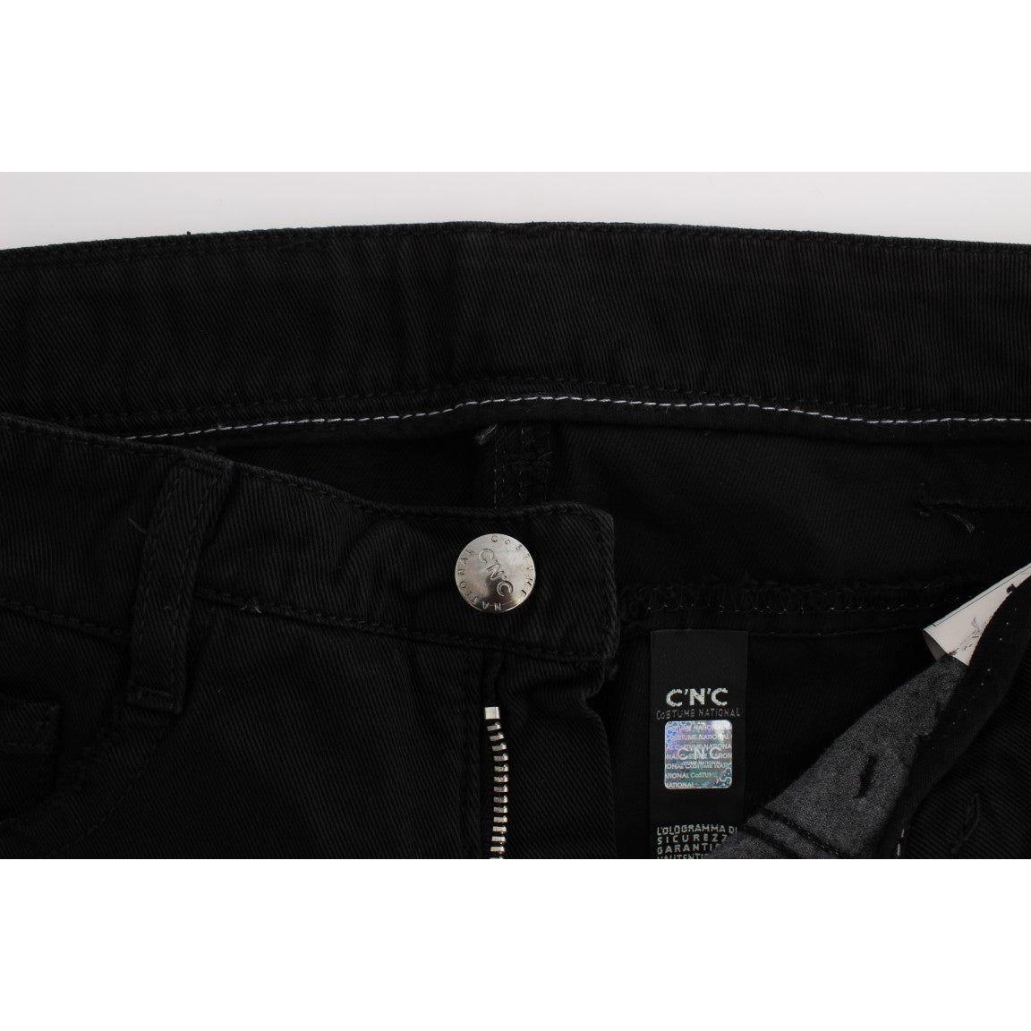 Costume National Black Cotton Slim Fit Bootcut Jeans