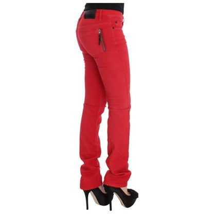 Costume National Red Cotton Blend Super Slim Fit Jeans