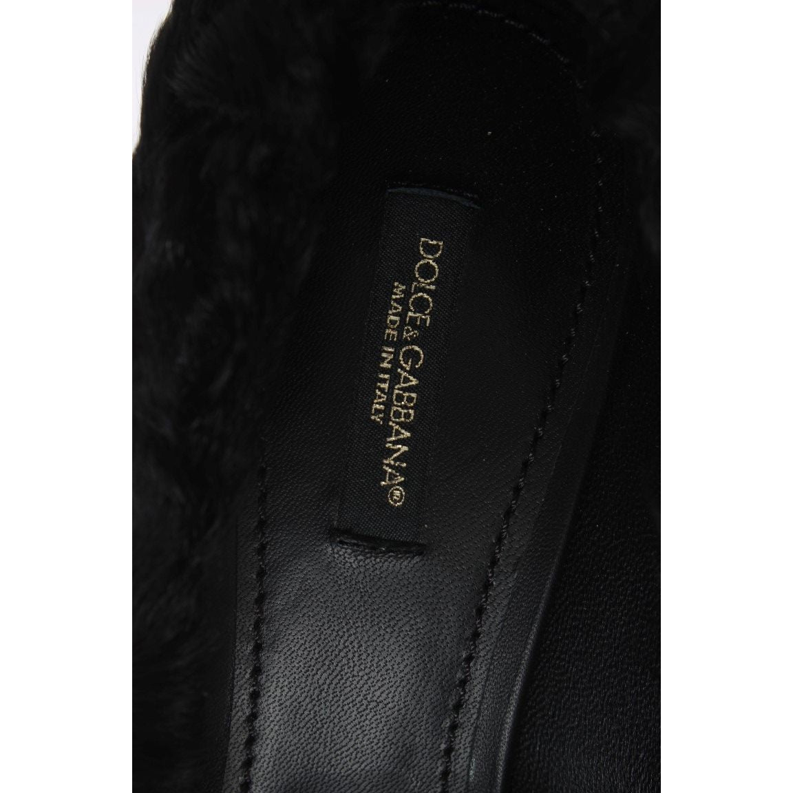 Dolce & Gabbana Black Xiangao Lamb Fur Leather Pumps