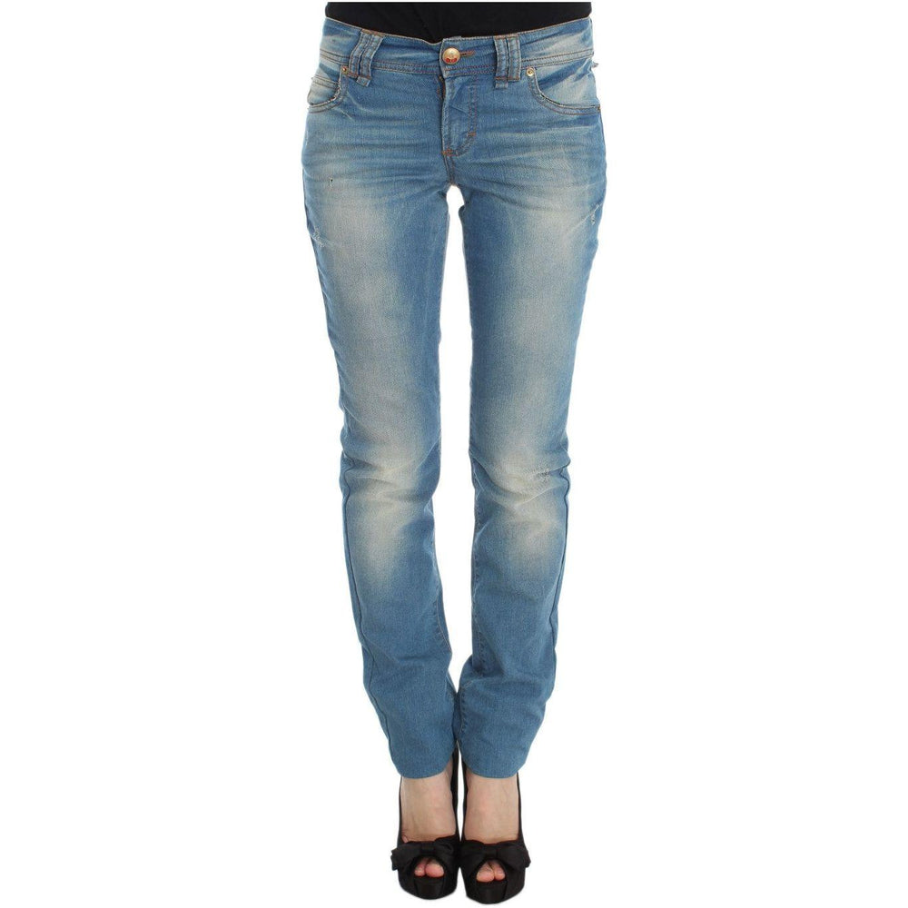 John Galliano Blue Wash Cotton Blend Slim Fit Jeans