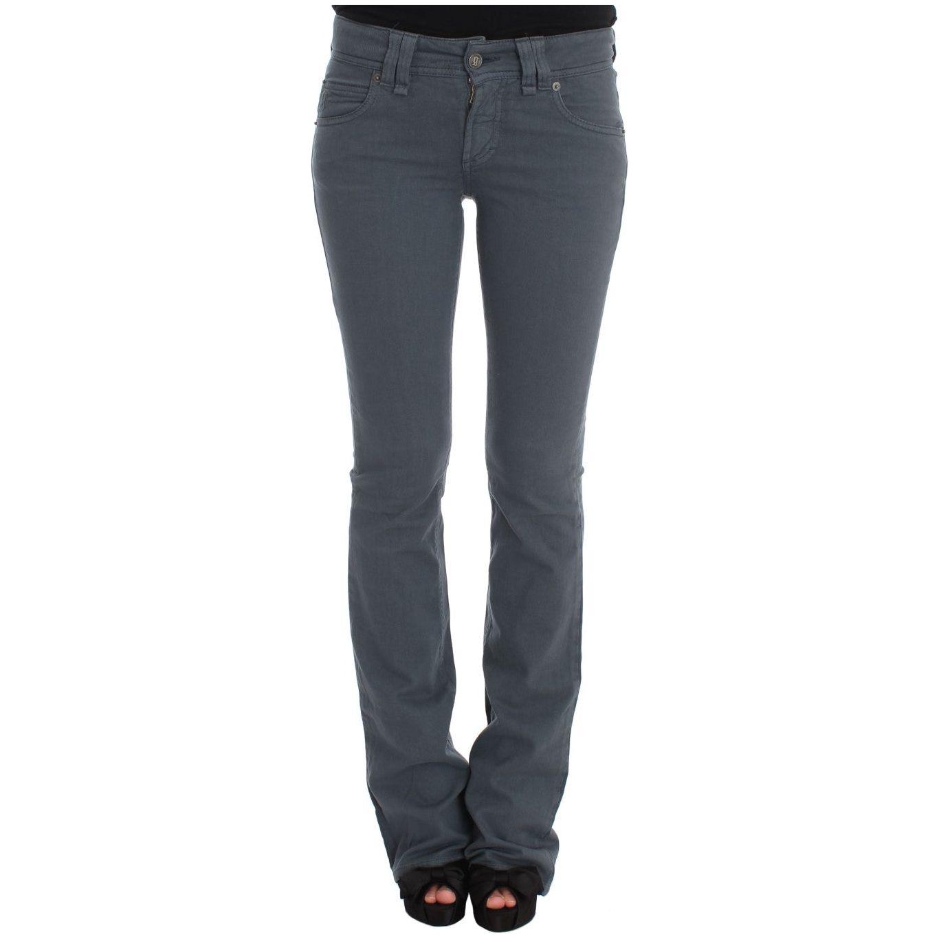 John Galliano Blue Cotton Blend Slim Fit Bootcut Jeans Jeans & Pants