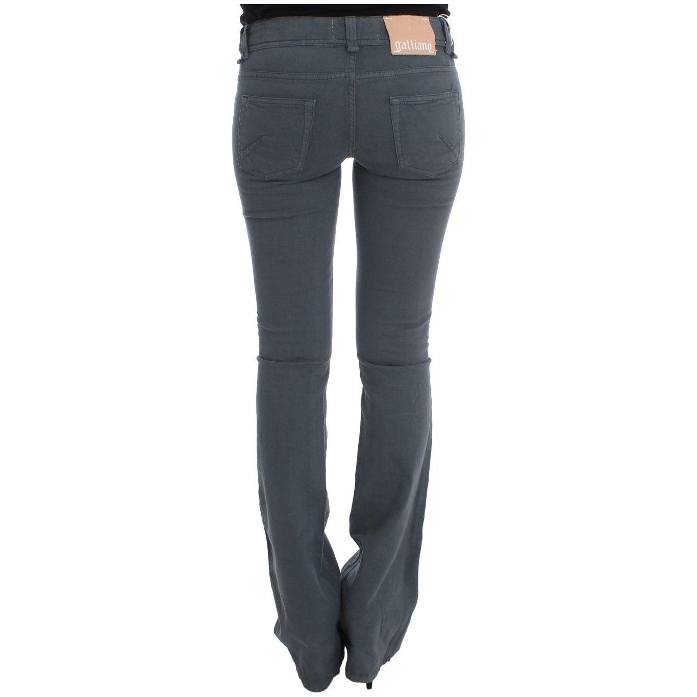 John Galliano Blue Cotton Blend Slim Fit Bootcut Jeans Jeans & Pants
