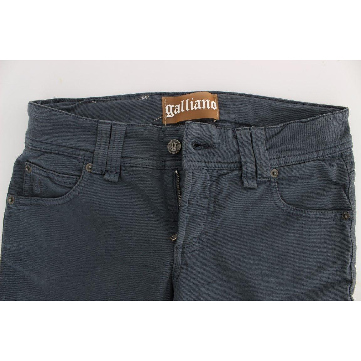 John Galliano Blue Cotton Blend Slim Fit Bootcut Jeans Jeans & Pants