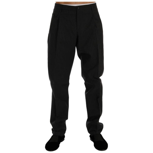 Dolce & Gabbana Blue Striped Cotton Dress Formal Pants