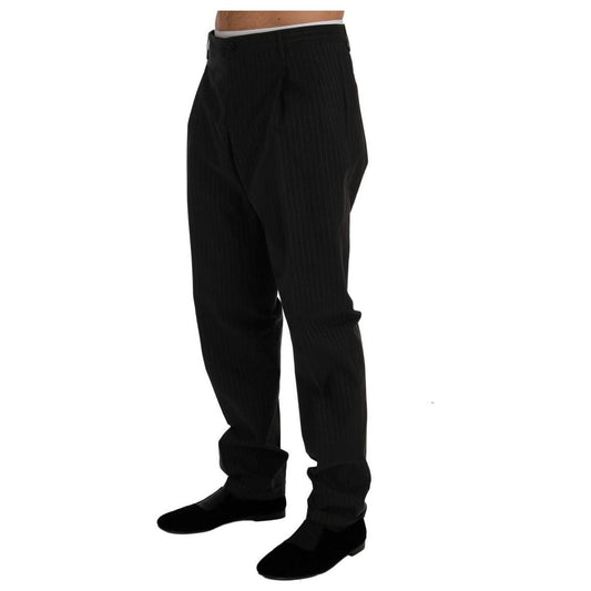 Dolce & Gabbana Blue Striped Cotton Dress Formal Pants
