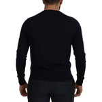 Dolce & Gabbana Blue Wool STAFF Down Cardigan Sweater