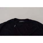 Dolce & Gabbana Blue Wool STAFF Down Cardigan Sweater