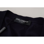 Dolce & Gabbana Blue Wool STAFF Down Cardigan Sweater